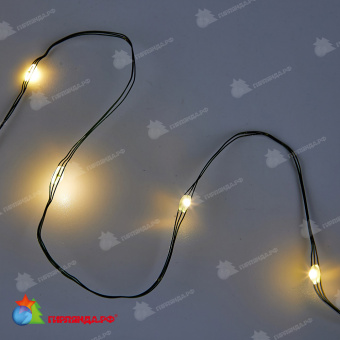 Гирлянда светодиодная "Роса", 20м. 200 LED. Теплый белый свет. Провод зеленый. 10-3812