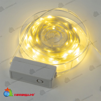 Гирлянда светодиодная "Полоса", 10м. 100 LED. Теплый белый свет. Провод прозрачный. 10-3618