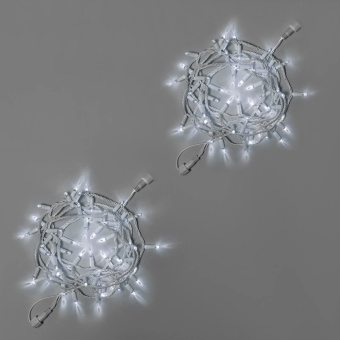 Гирлянда Нить 10 м., 100 LED, холодный белый, без мерцания, белый резиновый провод (Каучук), с защитным колпачком. 16-1102
