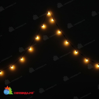 Гирлянда нить с насадками ШАРИКИ D40мм, 5м., 20 LED, теплый белый, без мерцания, черный ПВХ провод. 06-3107