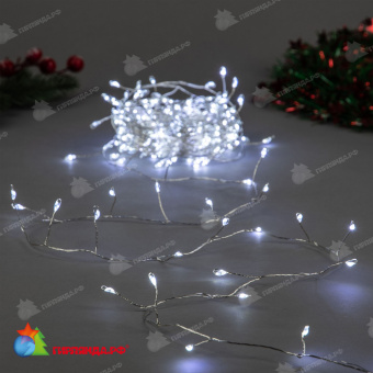Гирлянда светодиодная "Роса", 5м. 125 LED. Белый свет. Провод прозрачный. 10-3613