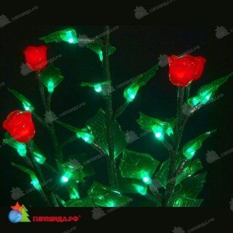 Светодиодный Куст розы в горшке,0,6 м, 40 LED, без мерцания, Красный, зеленый. 11-1003