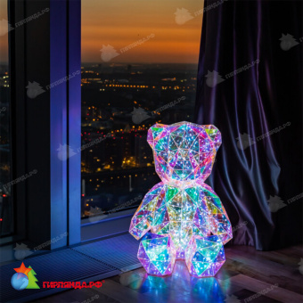 Светильник декоративный «Мишка», с USB проводом. 80 LED. RGB свет. Цвет корпуса радужный. 10-3853