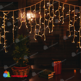 Гирлянда Бахрома 3х0.7 м., 200 LED, теплый белый, с мерцанием, белый резиновый провод (Каучук), с защитным колпачком. 10-3696.