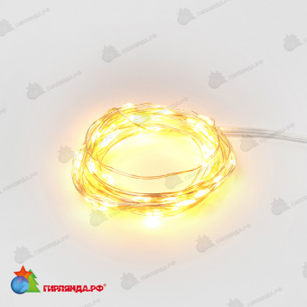 Светодиодная гирлянда "Роса", 5 м., 50 LED, теплый белый, медный провод. 10-3747.