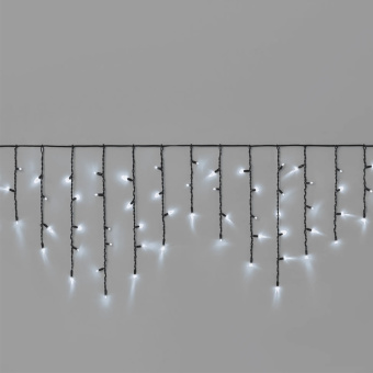 Гирлянда Бахрома 3х0.6м., 108 LED, холодный белый, с мерцанием, черный резиновый провод (Каучук), с защитным колпачком. 16-1019