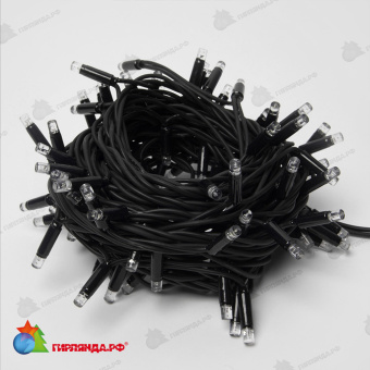 Гирлянда Нить 10 м., 120 LED, мульти, с контроллером, черный резиновый провод (Каучук), с защитным колпачком. 10-3729.