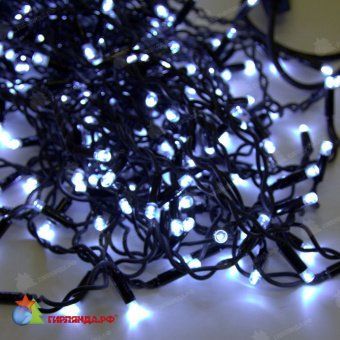 Гирлянда Бахрома, 5х0.7м., 250 LED, холодный белый, без мерцания, черный резиновый провод (Каучук), с защитным колпачком. 05-579