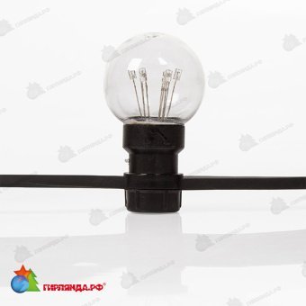 Белт лайт, 10м., 30 ламп x 6 LED, холодный белый, без мерцания, черный ПВХ провод. 14-1607