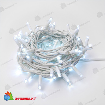 Гирлянда Нить 10 м., 120 LED, холодный белый, без мерцания, белый резиновый провод (Каучук), с защитным колпачком. 10-3735.