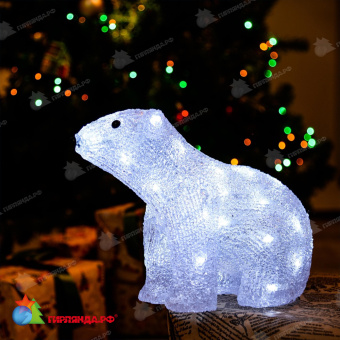 Светодиодная фигура «Белый медведь-4», 40 LED, 31x15x25 см. 10-3705.