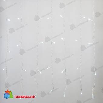 Гирлянда светодиодный занавес 3х2 м., 240 LED, холодный белый, с мерцанием, белый резиновый провод (Каучук), с защитным колпачком. 10-3725.