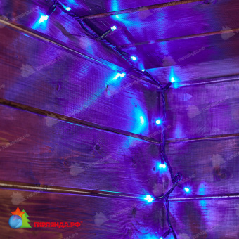 Гирлянда Нить 10 м., 120 LED, синий, с мерцанием, черный резиновый провод (Каучук), с защитным колпачком. 10-3789