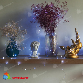 Гирлянда светодиодная "Роса", 50м. 500 LED. Белый свет. Пульт ДУ (в/к). Провод прозрачный. 10-3826
