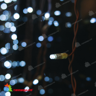Гирлянда светодиодный занавес 1.5х1.5 м., 160 LED, холодный белый, с мерцанием, белый резиновый провод (Каучук), с защитным колпачком. 10-3712.