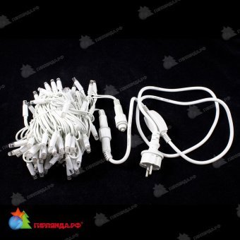 Гирлянда Нить 10 м., 100 LED, холодный белый, с мерцанием, белый резиновый провод (Каучук), с защитным колпачком. 03-3834