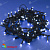 Гирлянда Нить 10 м., 120 LED, холодный белый, с контроллером, черный резиновый провод (Каучук), с защитным колпачком. 10-3728.