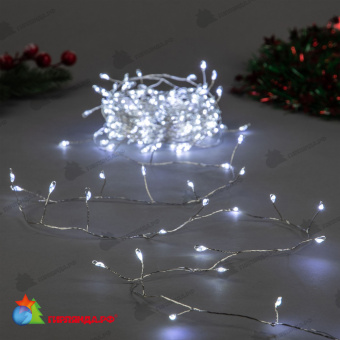 Гирлянда светодиодная "Роса", 10м. 250 LED. Белый свет. Провод прозрачный. 10-3621