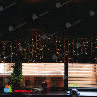 Гирлянда Бахрома 3х0.7 м., 200 LED, теплый белый, с мерцанием, белый резиновый провод (Каучук), с защитным колпачком. 10-3696.