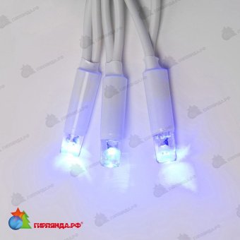 Гирлянда Нить 10 м., 120 LED, синий, с контроллером, белый резиновый провод (Каучук), с защитным колпачком. 10-3730.