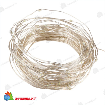Гирлянда светодиодная, 10м. 100 LED. RGB свет. Пульт ДУ (в/к). Провод прозрачный. 10-3619