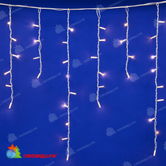 Гирлянда Бахрома 3х0.7 м., 200 LED, теплый белый, без мерцания, белый резиновый провод (Каучук), с защитным колпачком. 10-3688.