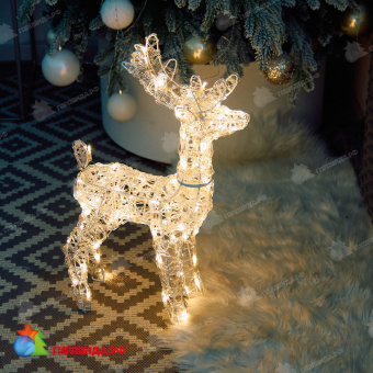 Фигура светодиодная каркасная «Олень-2», 36х60см, 80 LED. Теплый белый свет. Провод прозрачный. 10-3847