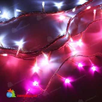 Гирлянда светодиодный занавес 2х3.3 м., 320 LED, белый-розовый, с эффектом бегущий огонь, контроллер, прозрачный ПВХ провод 24В. 04-3361