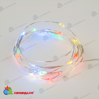 Светодиодная гирлянда "Роса", 2 м., 20 LED, RGB, пульт ДУ, прозрачный провод. 10-3744.
