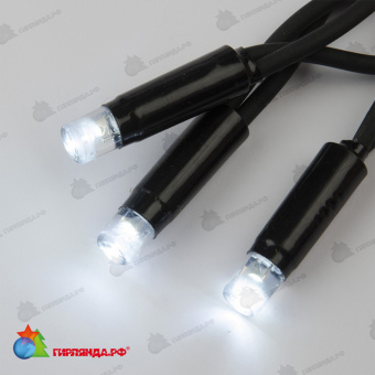 Гирлянда Нить 10 м., 120 LED, холодный белый, с мерцанием, черный резиновый провод (Каучук), с защитным колпачком. 10-3738.