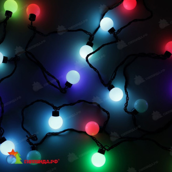 Гирлянда нить с насадками ШАРИКИ D40мм, 5м., 20 LED, RGB, без мерцания, черный ПВХ провод. 06-3111
