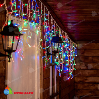 Гирлянда Бахрома 3х0.7 м., 200 LED, мульти, без мерцания, белый резиновый провод (Каучук), с защитным колпачком. 10-3686.