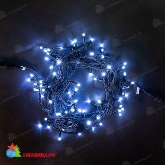 Гирлянда Нить 10 м., 75 LED, холодный белый, без мерцания, черный резиновый провод (Каучук), 24В. 04-3421
