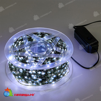 Гирлянда светодиодная "Роса", 200м. 2000 LED. Белый свет. Провод зеленый. 10-3816