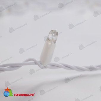 Гирлянда Нить 10 м., 100 LED, холодный белый, без мерцания, белый ПВХ провод с защитным колпачком. 06-3058