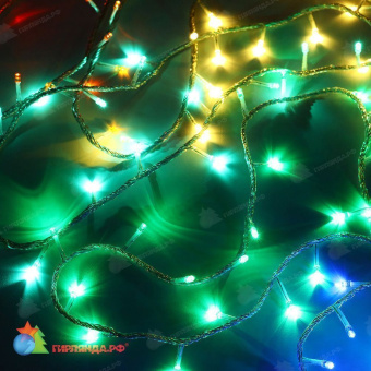 Гирлянда Нить 10 м., 200 LED, мульти, с эффектом бегущий огонь, контроллер, прозрачный провод (силикон), 24В. 04-3417