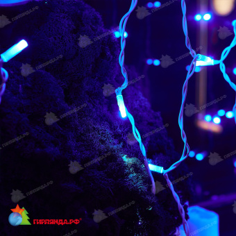 Гирлянда светодиодный занавес 3х2 м., 240 LED, синий, с мерцанием, белый резиновый провод (Каучук), с защитным колпачком. 10-3720.