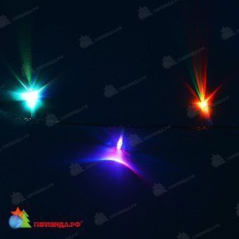 Гирлянда Нить 20 м., 200 LED, RGB, с мерцанием, прозрачный провод (силикон), 24В. 04-3408