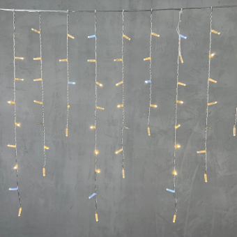 Гирлянда Бахрома 4,9x0,5м., 280 LED, Теплый Белый, с мерцанием Холодный Белый, прозрачный провод (ПВХ). с защитным колпачком.  04-4286