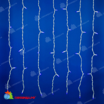 Гирлянда светодиодный занавес 3х2 м., 240 LED, синий, с мерцанием, белый резиновый провод (Каучук), с защитным колпачком. 10-3720.
