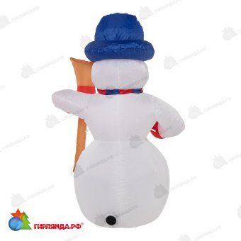 3D фигура надувная "Снеговик с метлой", размер 180 см, внутренняя подсветка 4 LED, компрессор с адаптером. 14-1557
