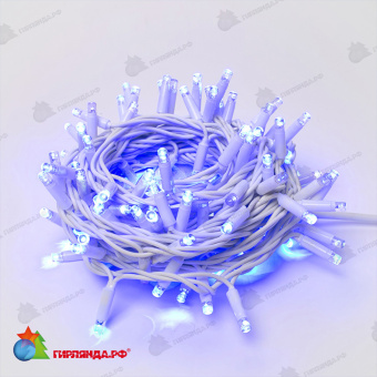 Гирлянда Нить 10 м., 120 LED, синий, с мерцанием, белый резиновый провод (Каучук), с защитным колпачком. 10-3791