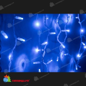 Гирлянда Бахрома 4.8х0.6 м., 160 LED, синий, без мерцания, белый резиновый провод (Каучук), с защитным колпачком. 11-1051
