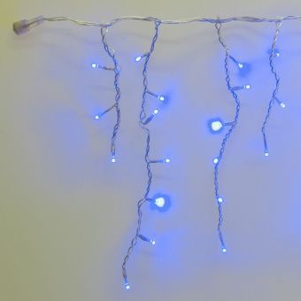 Гирлянда Бахрома, 3х0.5м., 150 LED, синий, без мерцания, прозрачный ПВХ провод (Без колпачка). 05-567