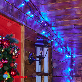 Гирлянда Нить 10 м., 120 LED, синий, с контроллером, черный резиновый провод (Каучук), с защитным колпачком. 10-3787