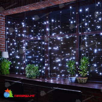 Занавес светодиодный с эффектом мерцания, 3х2м. 384 LED. Белый свет. Провод черный. 10-3845