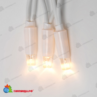Гирлянда Нить 10 м., 120 LED, теплый белый, с мерцанием, белый резиновый провод (Каучук), с защитным колпачком. 10-3740.