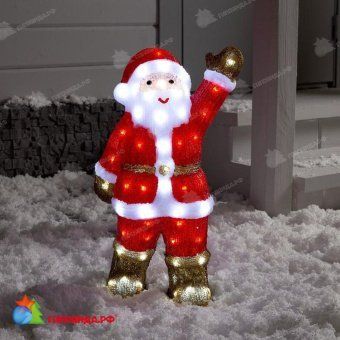 Светодиодная фигура акрил "Дед Мороз" 55х13х27 см, холодный белый. 12-1503
