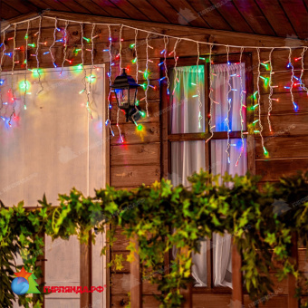 Гирлянда Бахрома 3х0.7 м., 200 LED, мульти, без мерцания, белый резиновый провод (Каучук), с защитным колпачком. 10-3686.