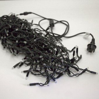 Гирлянда Бахрома, 5х0.7м., 250 LED, холодный белый, с мерцанием, черный резиновый провод (Каучук), с защитным колпачком. 08-1553